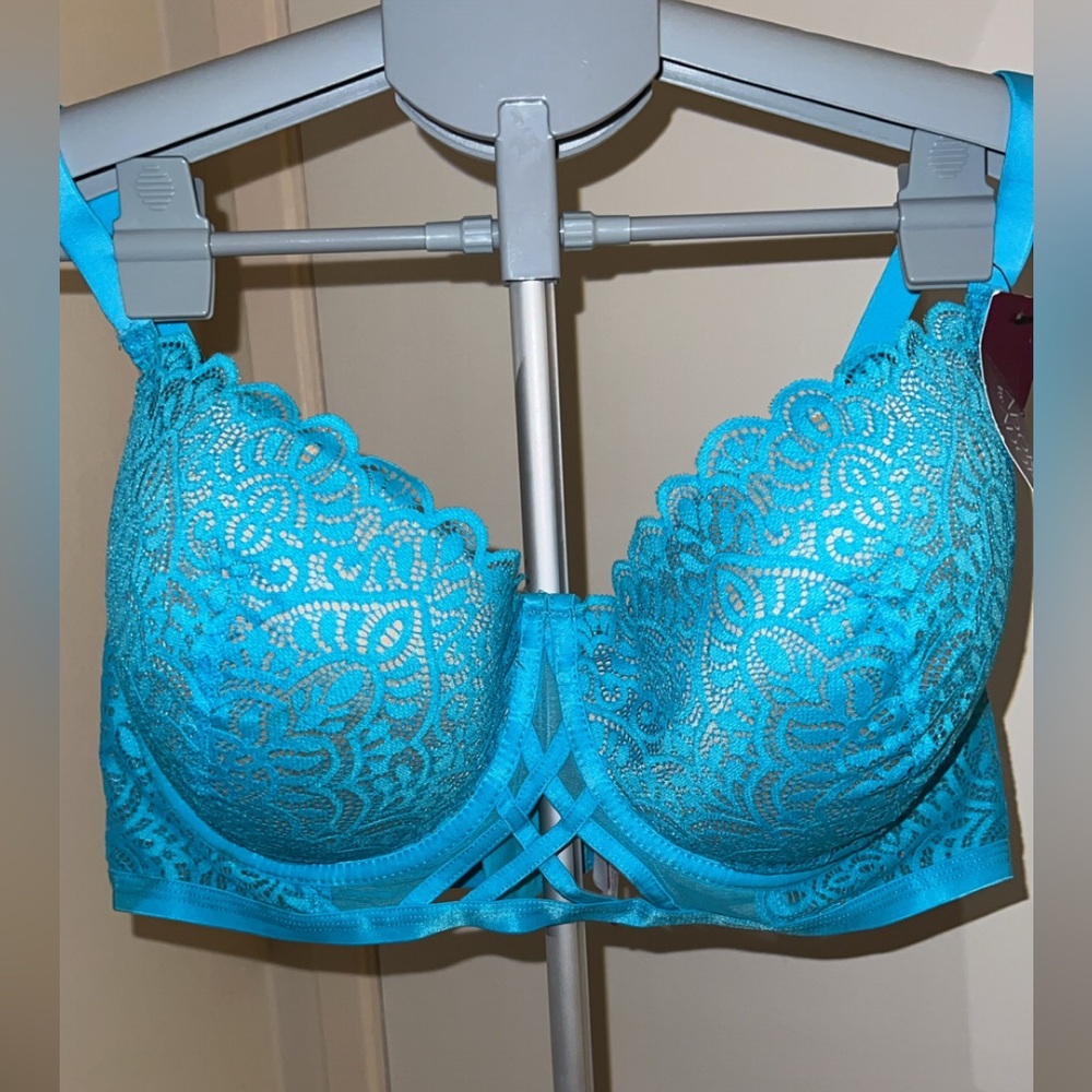Lace Underwire Bra in Turquoise